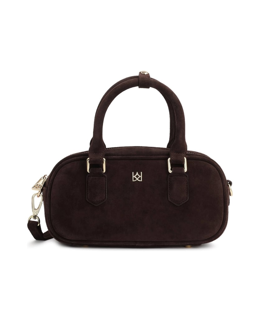 Kazar-Dark-brown-suede-bag-with-detachable-strap-tmavá-hnedá