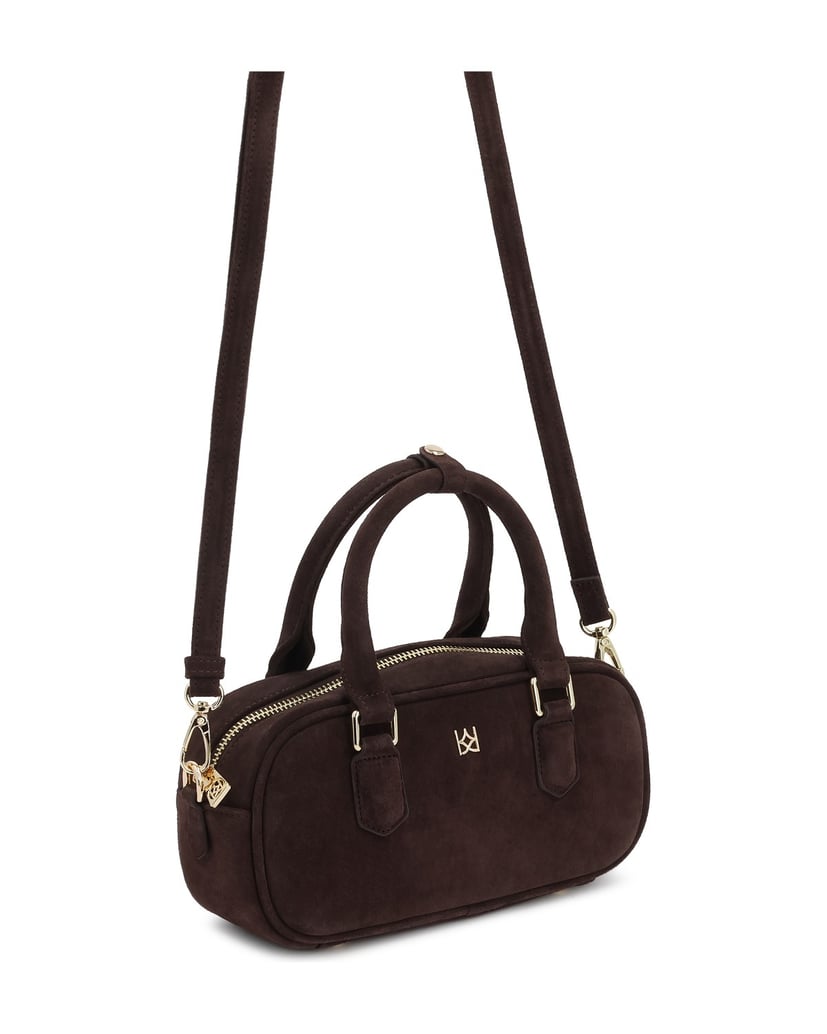 Kazar-Dark-brown-suede-bag-with-detachable-strap-tmavá-hnedá