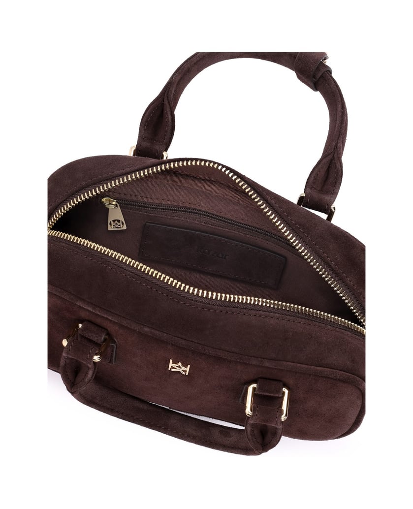 Kazar-Dark-brown-suede-bag-with-detachable-strap-tmavá-hnedá