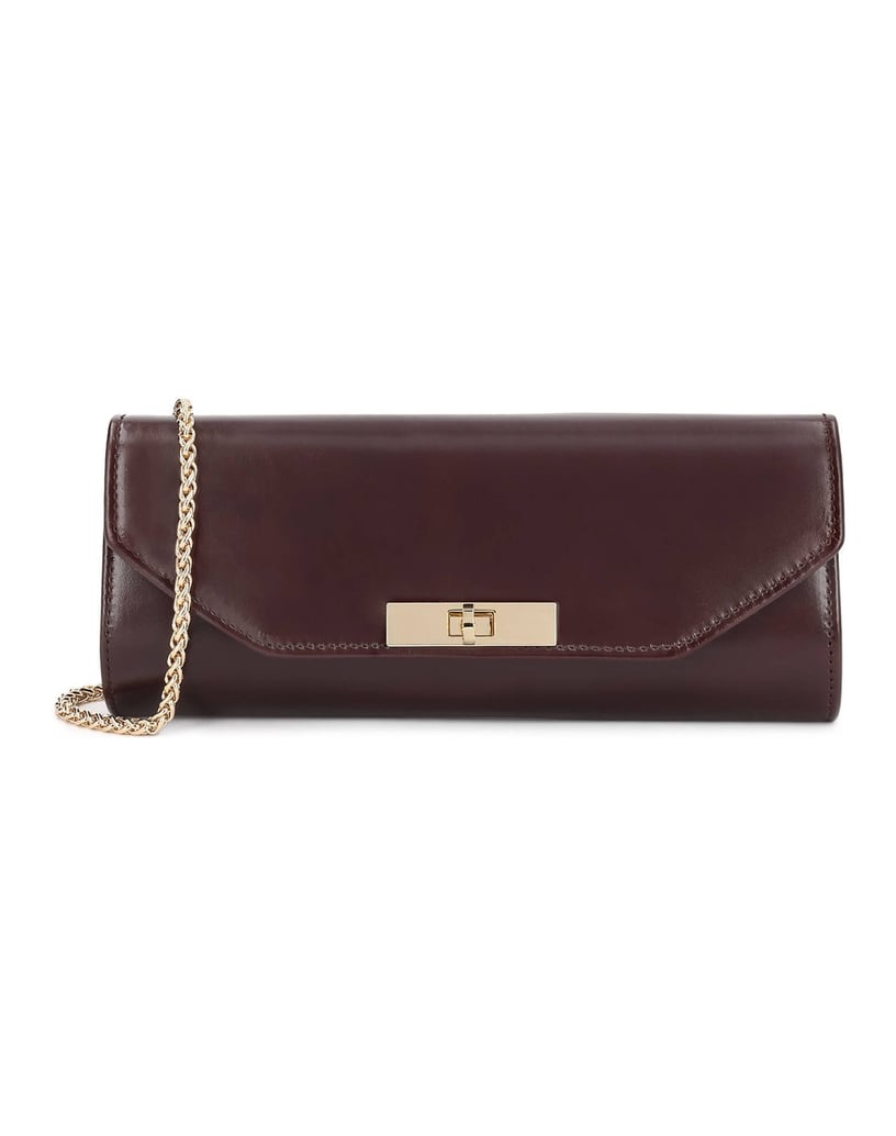 Kazar-Maroon-leather-clutches-with-detachable-chain-červená