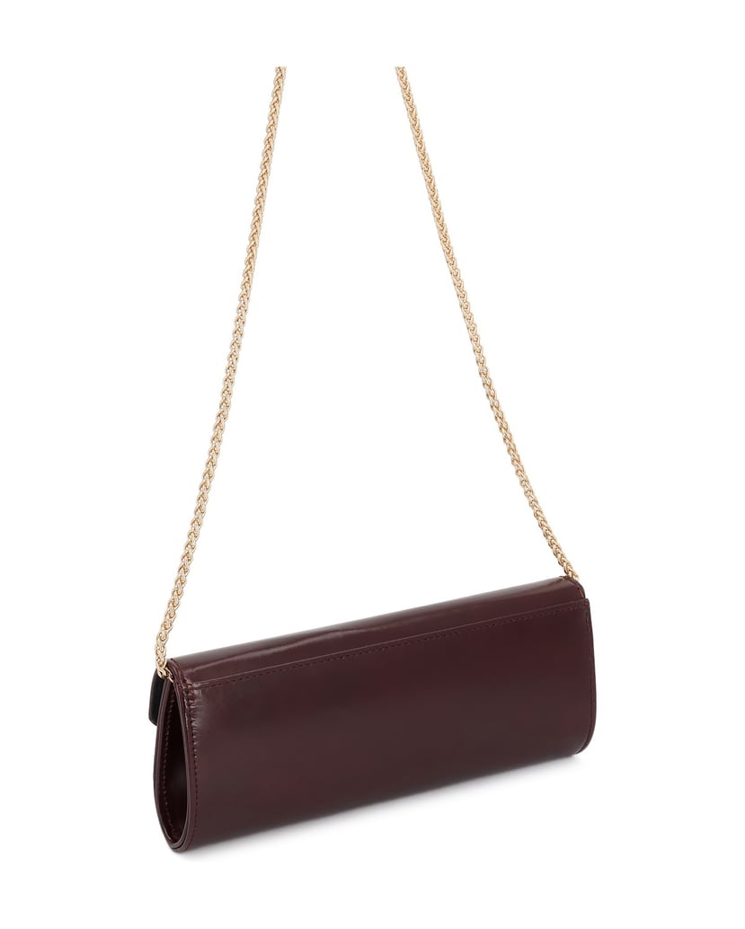 Kazar-Maroon-leather-clutches-with-detachable-chain-červená