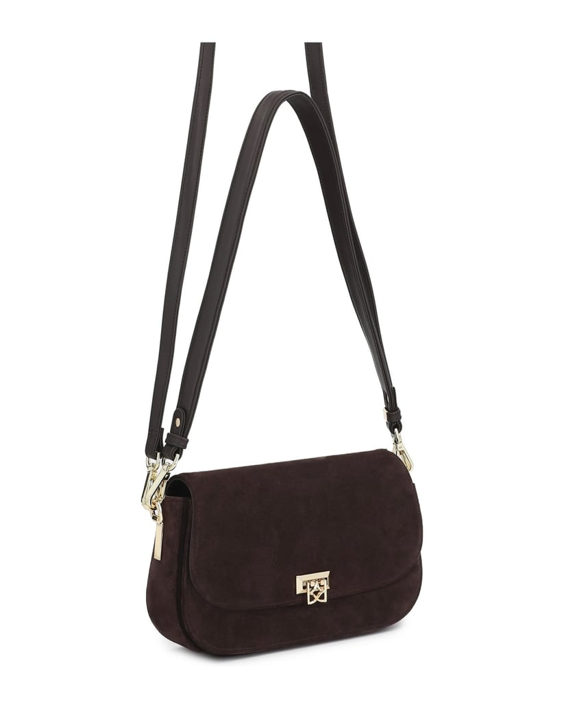 Kazar-Small-dark-brown-suede-bag-with-monogrammed-closure-tmavá-hnedá