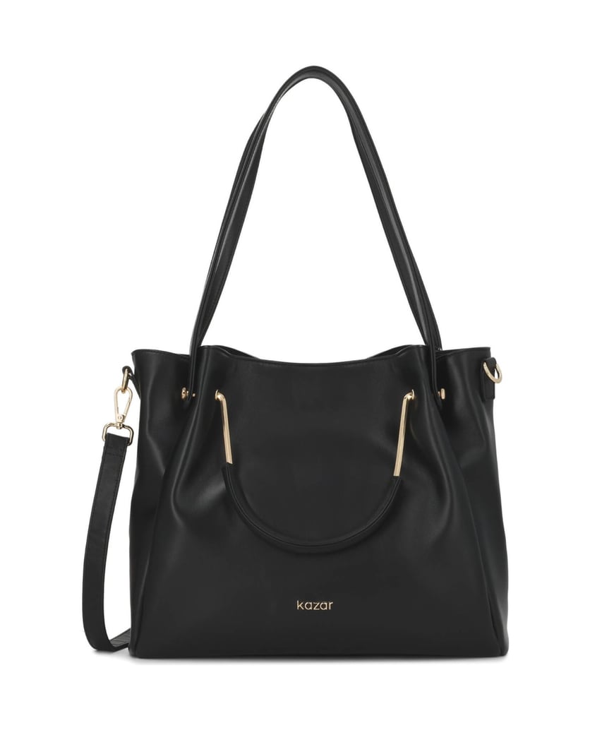 Kazar-Black-leather-shopper-bag-with-gold-details-čierna