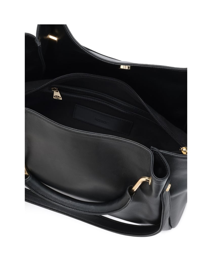 Kazar-Black-leather-shopper-bag-with-gold-details-čierna