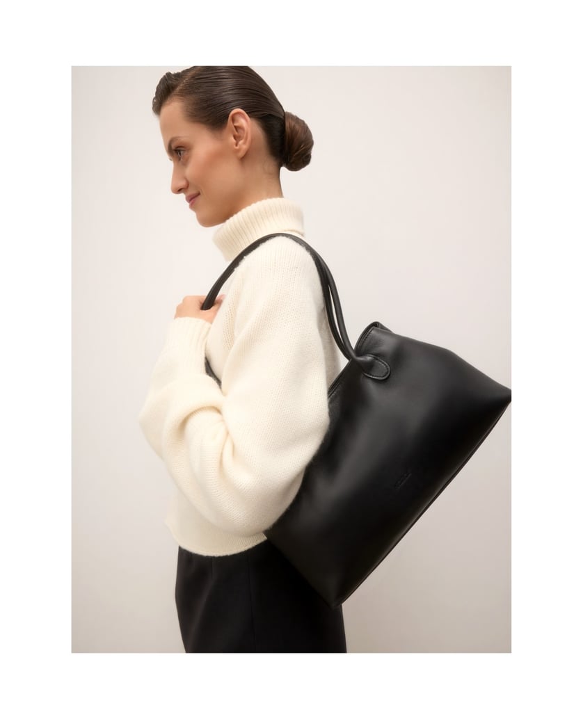 Kazar-Black-leather-bag-with-long-handles-černá