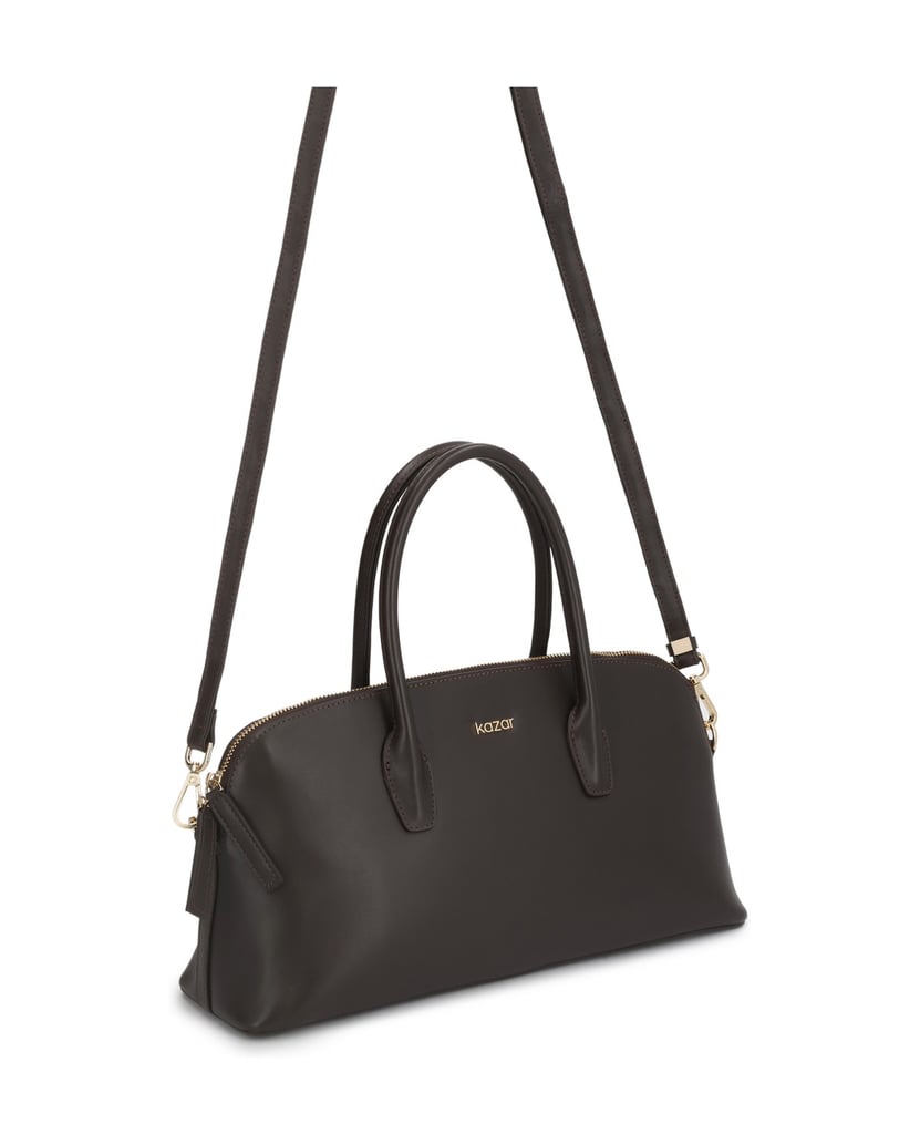 Kazar-Leather-bags-with-rounded-lines-and-gold-logo-tmavá-hnedá