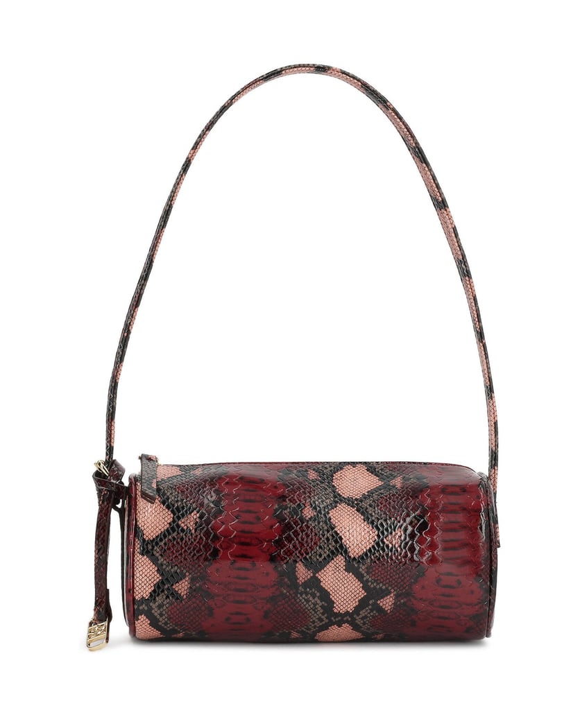 Kazar-Cylindrical-bag-in-embossed-leather-with-a-snake-motif-červená