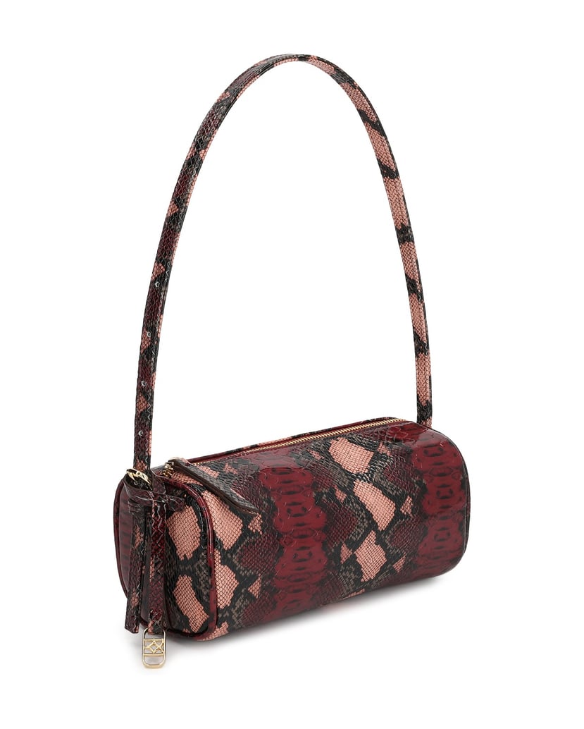 Kazar-Cylindrical-bag-in-embossed-leather-with-a-snake-motif-červená
