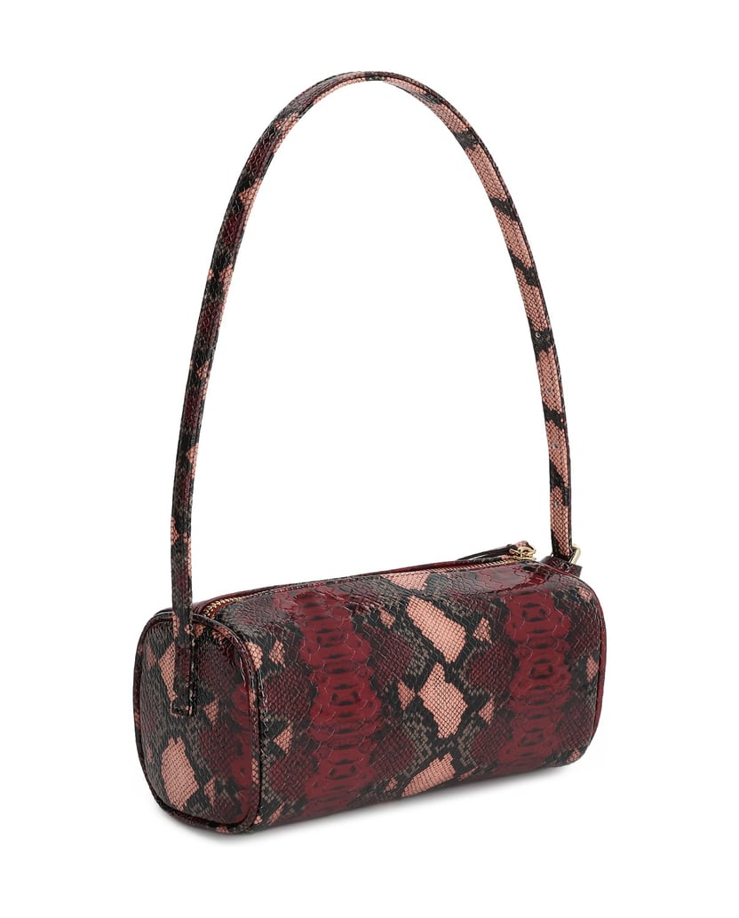Kazar-Cylindrical-bag-in-embossed-leather-with-a-snake-motif-červená