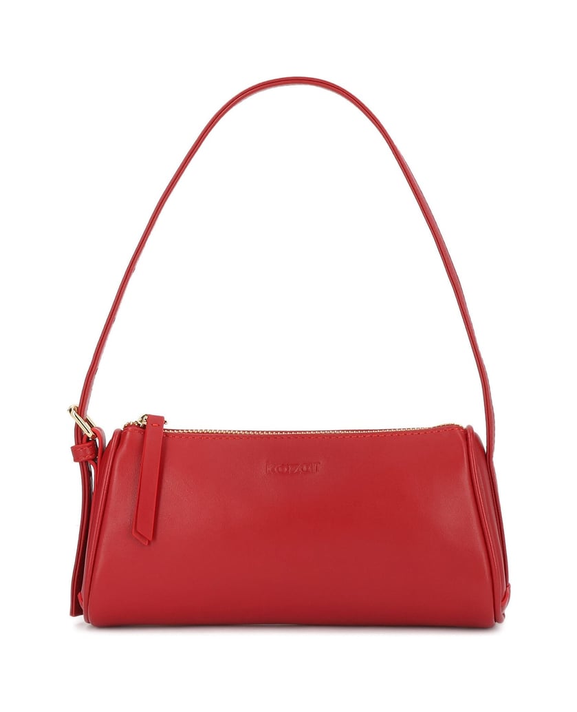 Kazar-Red-leather-baguette-shoulder-bags-on-the-arm-with-zipper-closure-červená