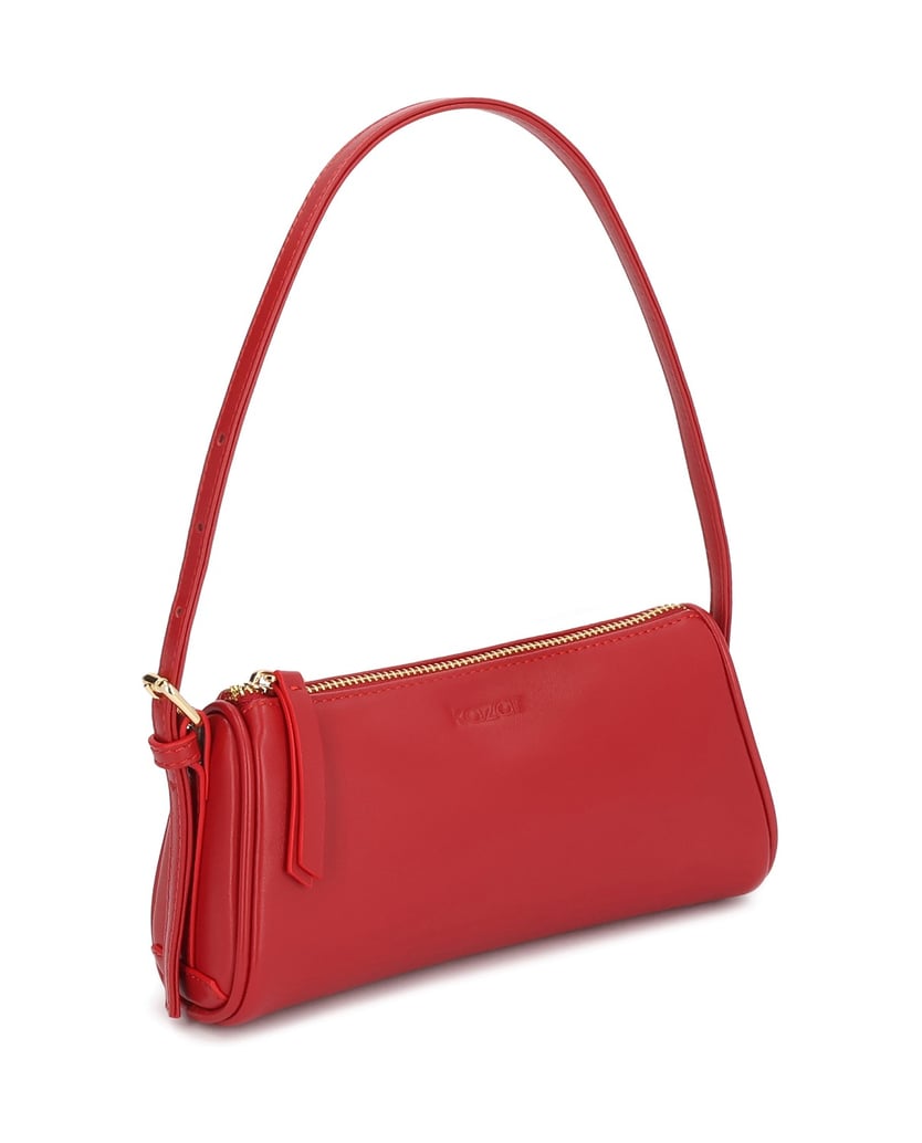 Kazar-Red-leather-baguette-shoulder-bags-on-the-arm-with-zipper-closure-červená