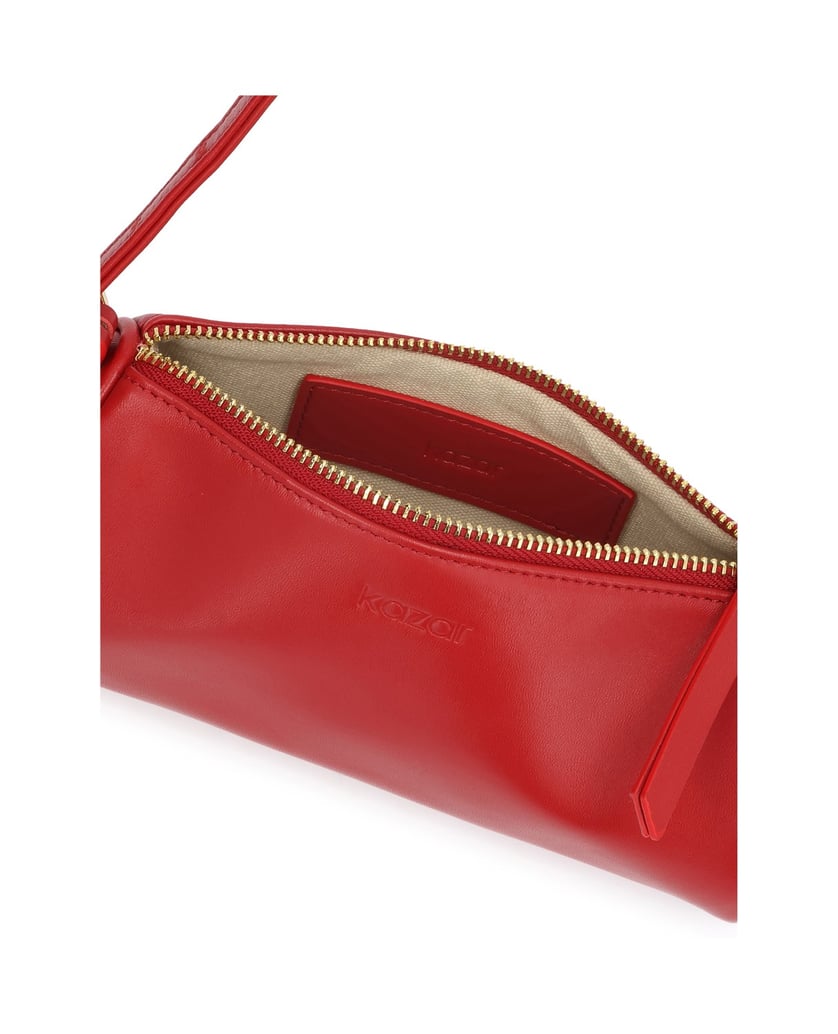 Kazar-Red-leather-baguette-shoulder-bags-on-the-arm-with-zipper-closure-červená