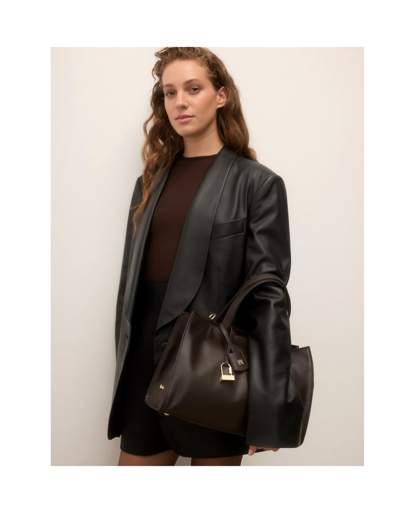 Kazar-Geometric-leather-women's-bag-tmavá-hnedá