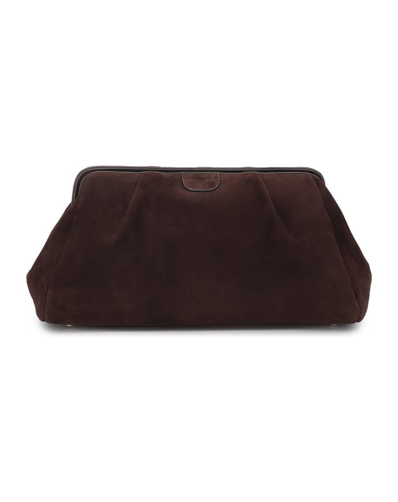 Kazar-Brown-suede-pouch-bag-tmavá-hnedá