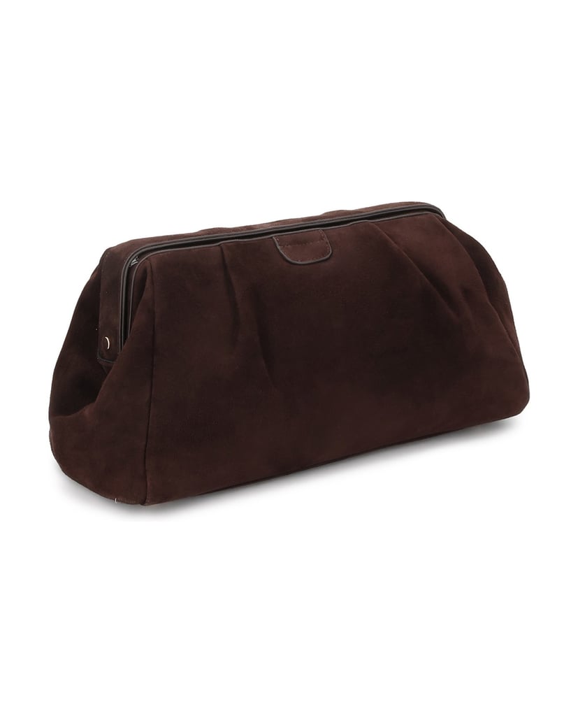 Kazar-Brown-suede-pouch-bag-tmavá-hnedá