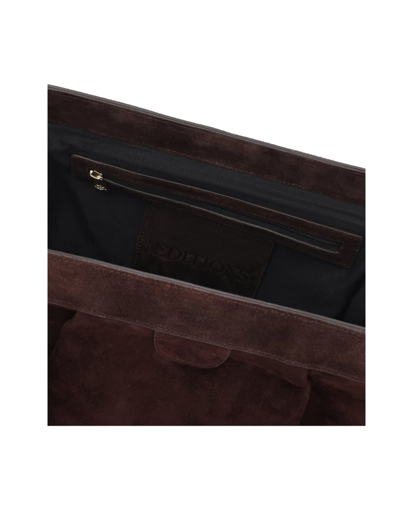Kazar-Brown-suede-pouch-bag-tmavá-hnedá