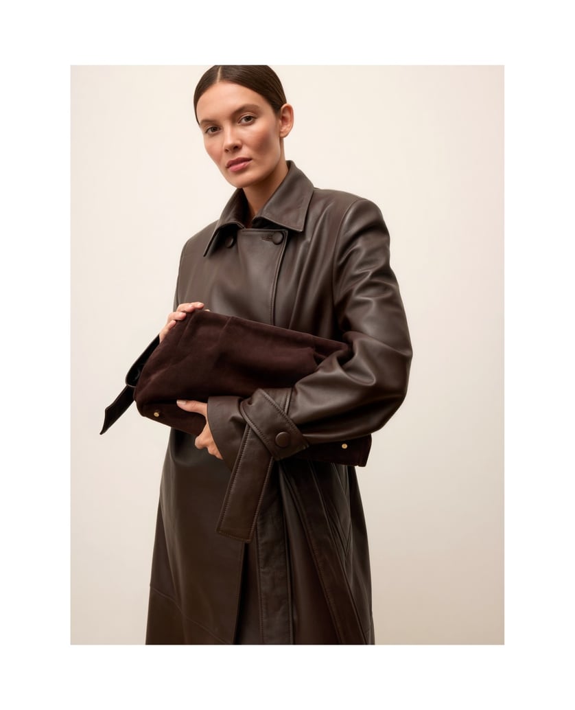 Kazar-Brown-suede-pouch-bag-tmavá-hnedá