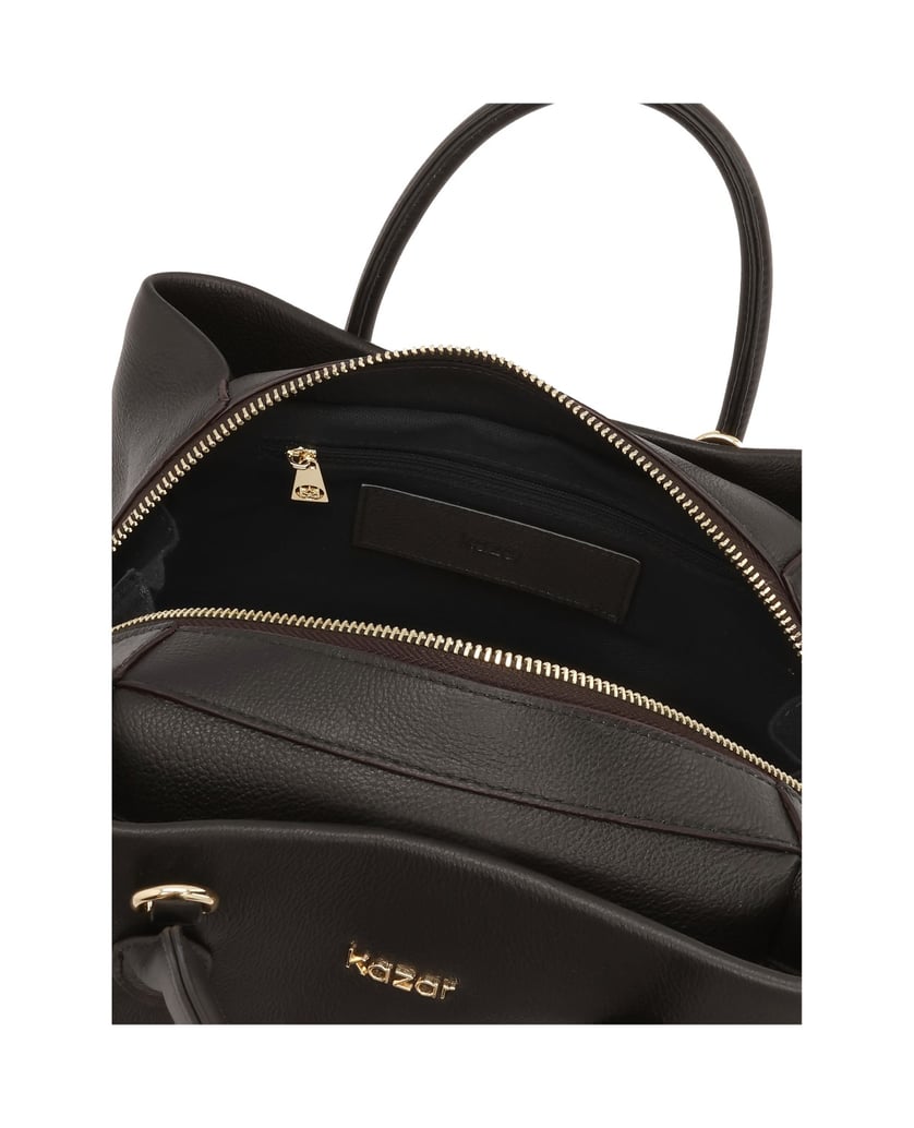 Kazar-Dark-brown-leather-bag-with-sculptural-lines-tmavě-hnědá