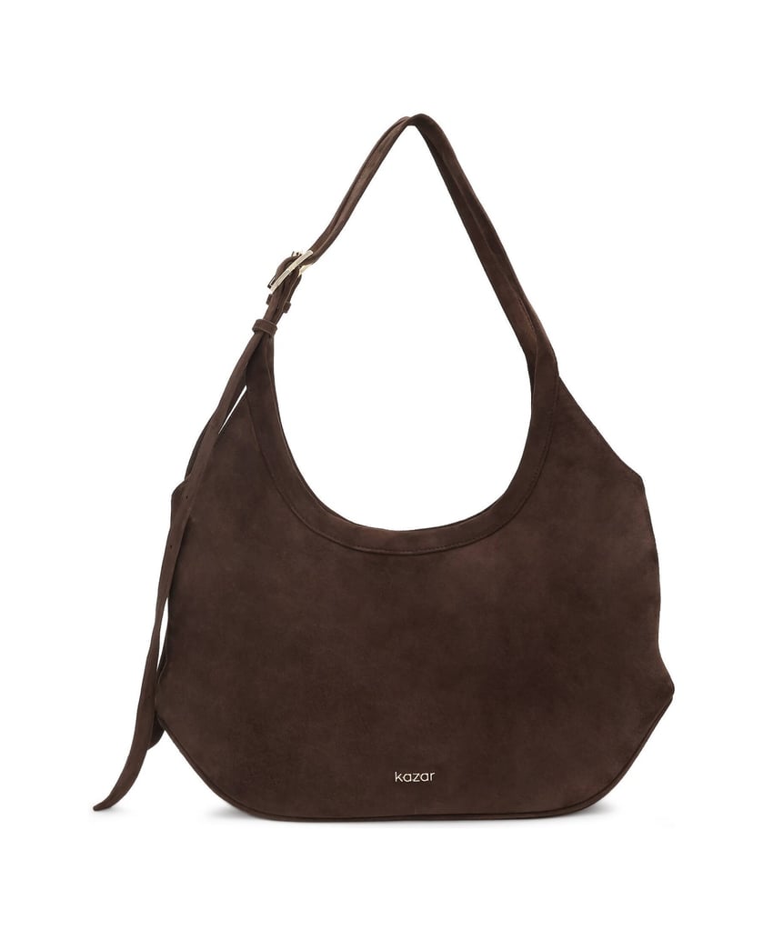 Kazar-Suede-handbag-with-adjustable-handles-on-the-arm-hnedá