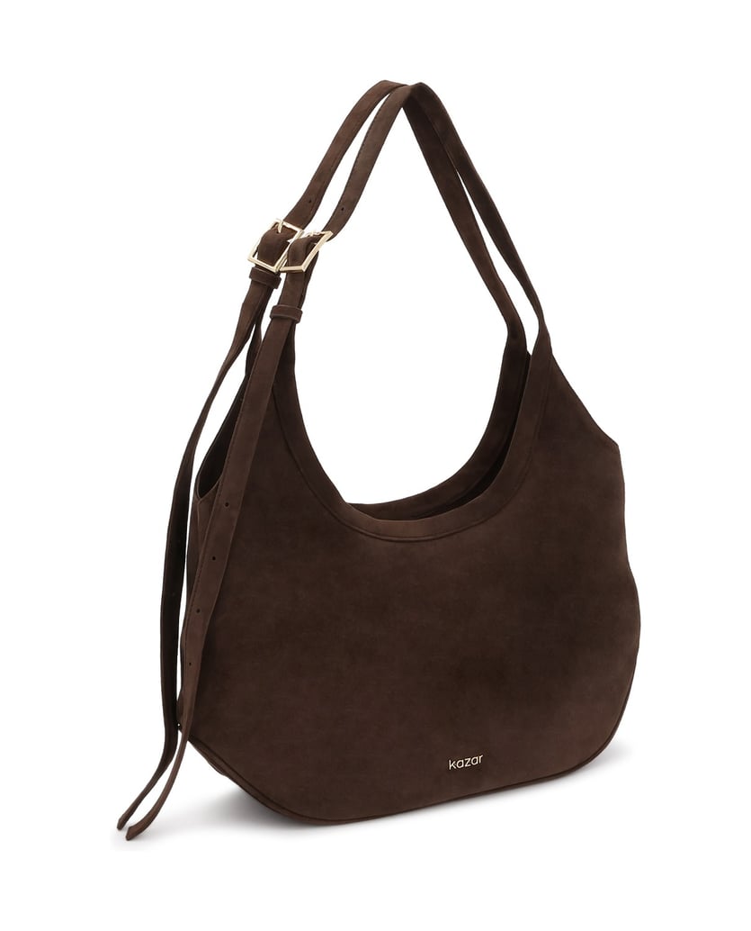Kazar-Suede-handbag-with-adjustable-handles-on-the-arm-hnedá