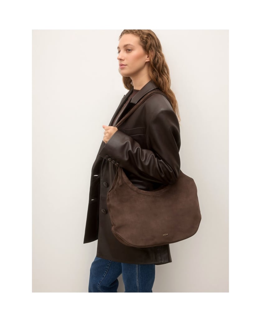 Kazar-Suede-handbag-with-adjustable-handles-on-the-arm-hnedá