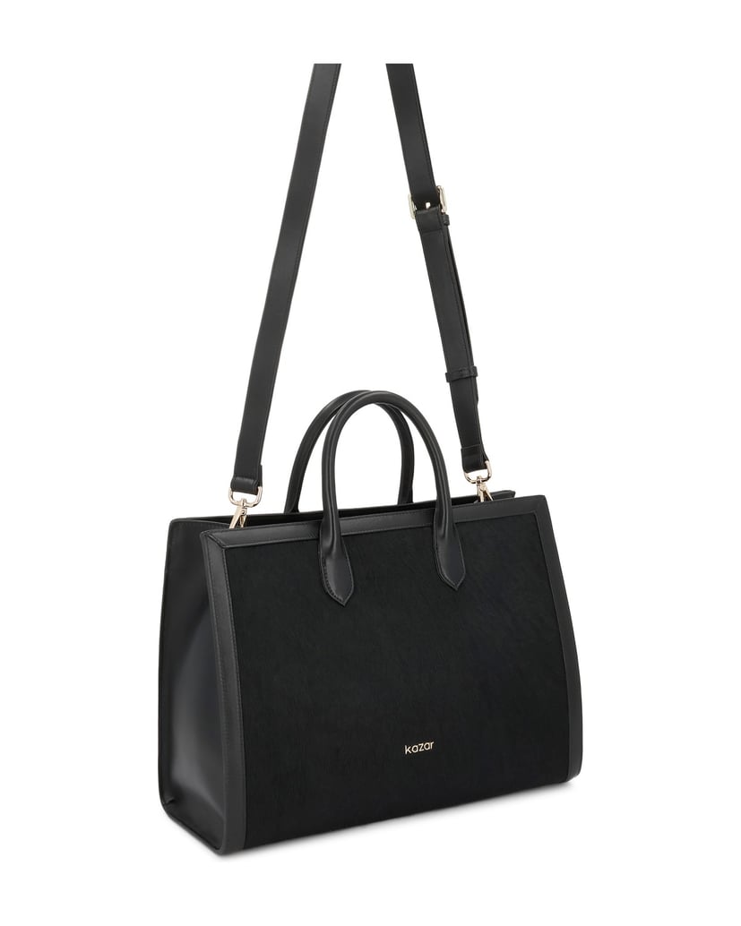 Kazar-Large-black-hair-on-leather-bags-černá