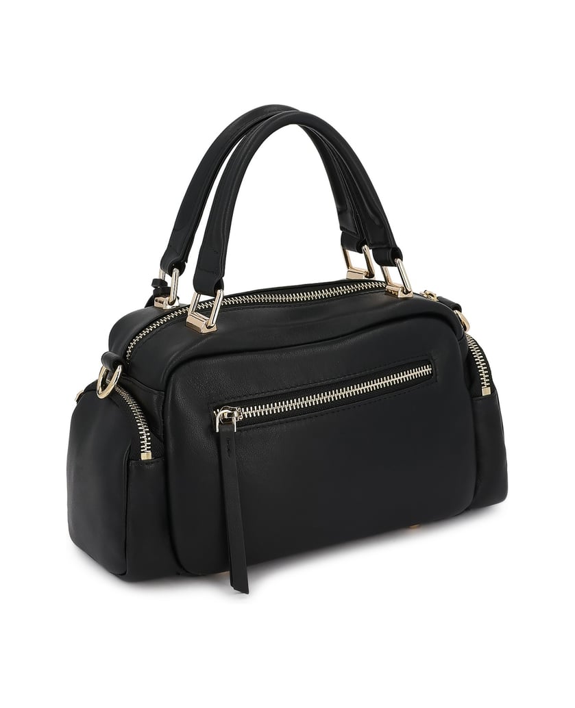 Kazar-Black-leather-soft-form-handbag-with-keychains-čierna