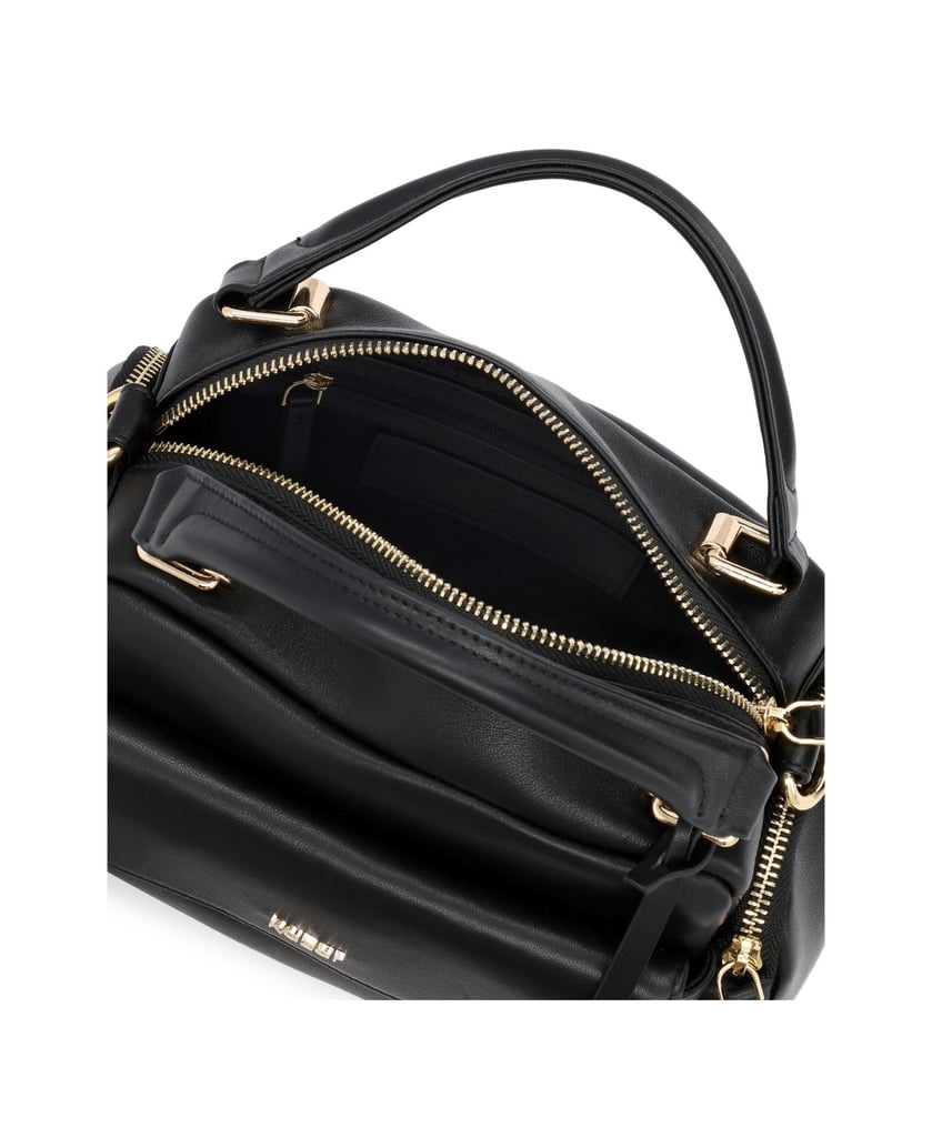 Kazar-Black-leather-soft-form-handbag-with-keychains-čierna