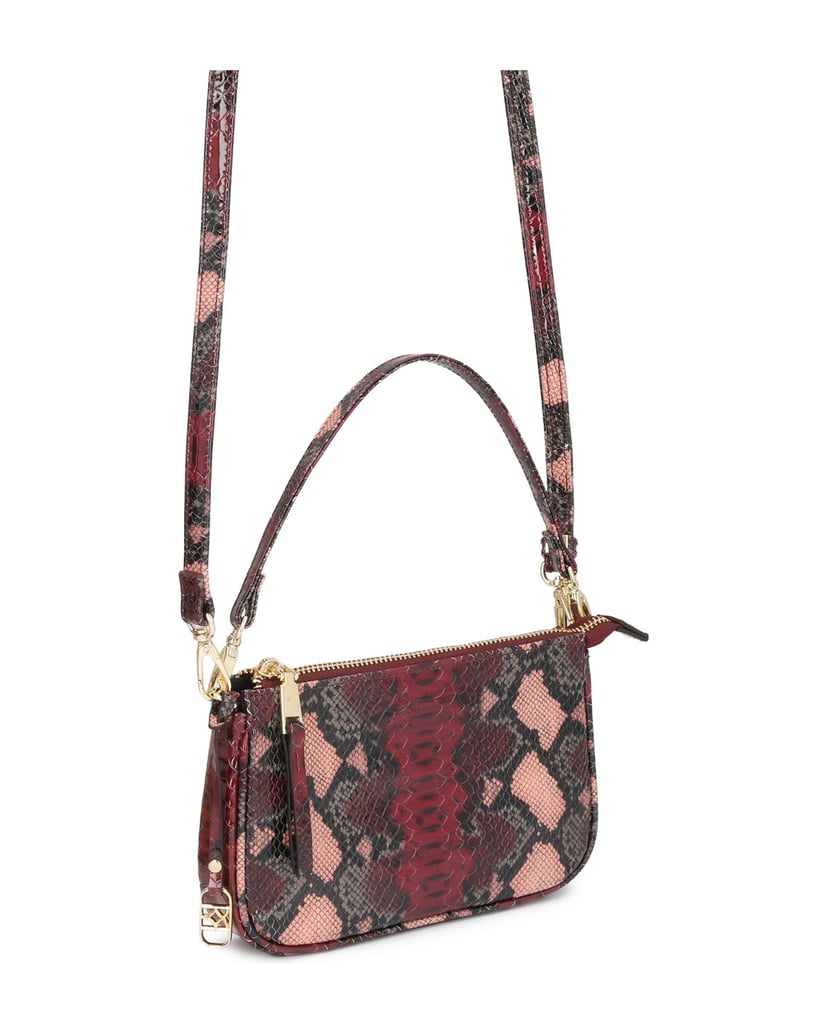 Kazar-Small-snake-pattern-bags-in-maroon-and-brown-colors-červená