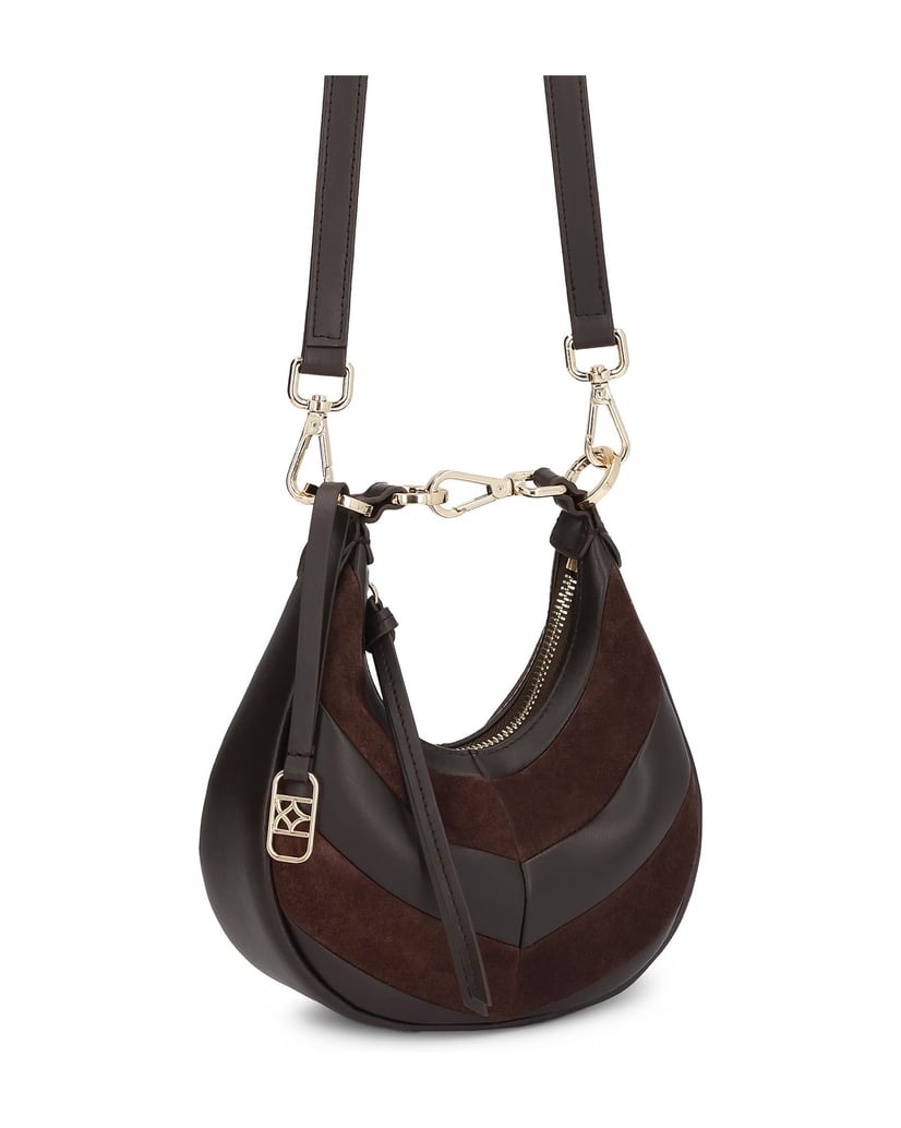 Kazar-Small-Genuine-leather-and-suede-zipper-bag-tmavá-hnedá