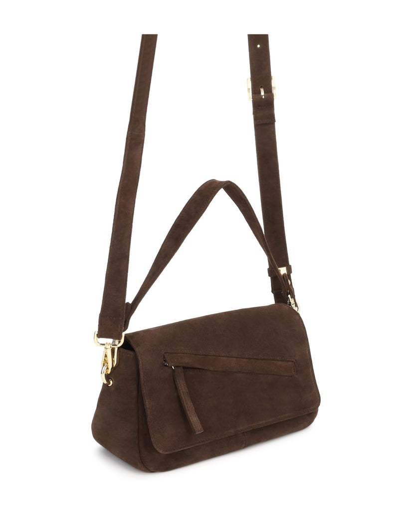 Kazar-Brown-suede-handbag-with-a-flap-and-adjustable-strap-hnedá