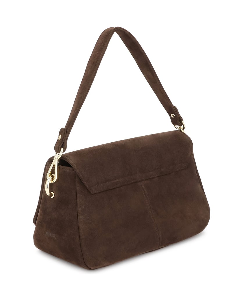 Kazar-Brown-suede-handbag-with-a-flap-and-adjustable-strap-hnedá