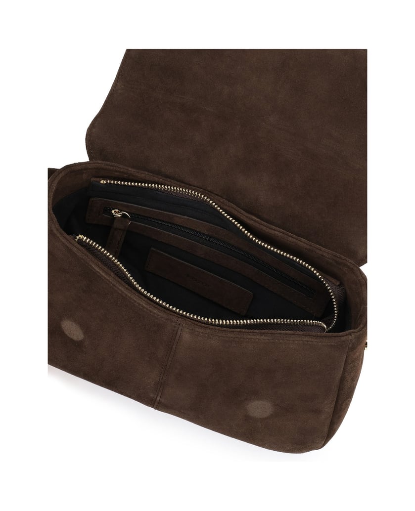 Kazar-Brown-suede-handbag-with-a-flap-and-adjustable-strap-hnedá