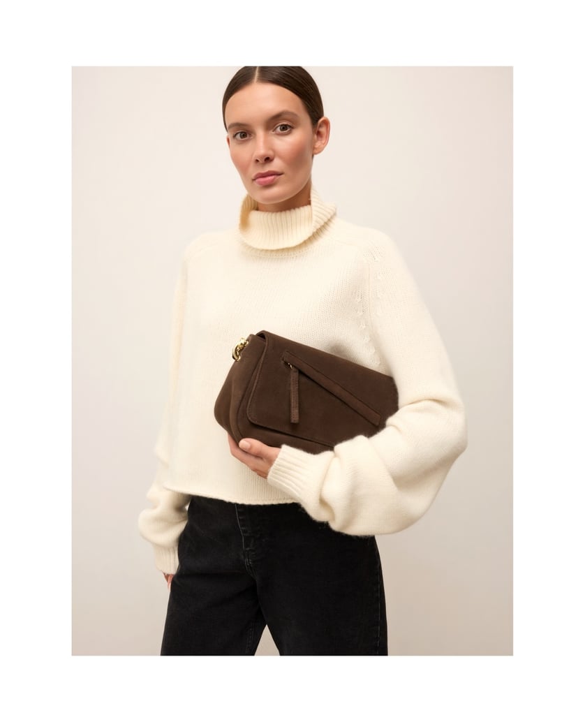Kazar-Brown-suede-handbag-with-a-flap-and-adjustable-strap-hnedá