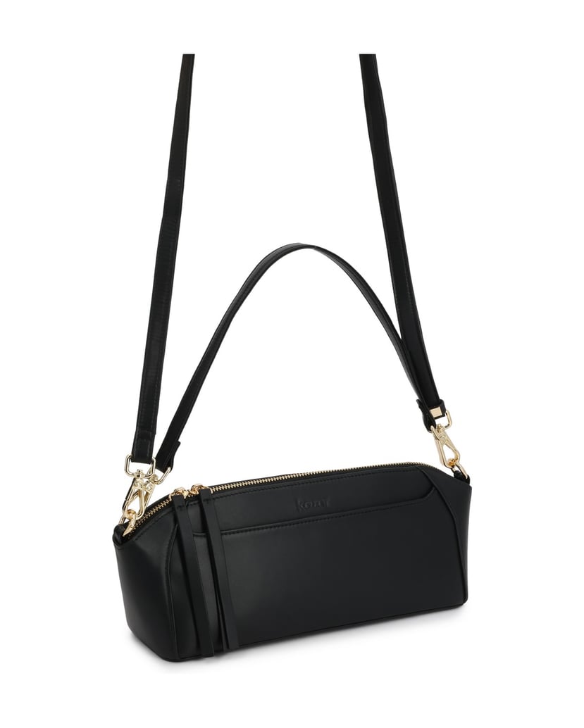 Kazar-Oblong-leather-bag-with-two-detachable-straps-čierna