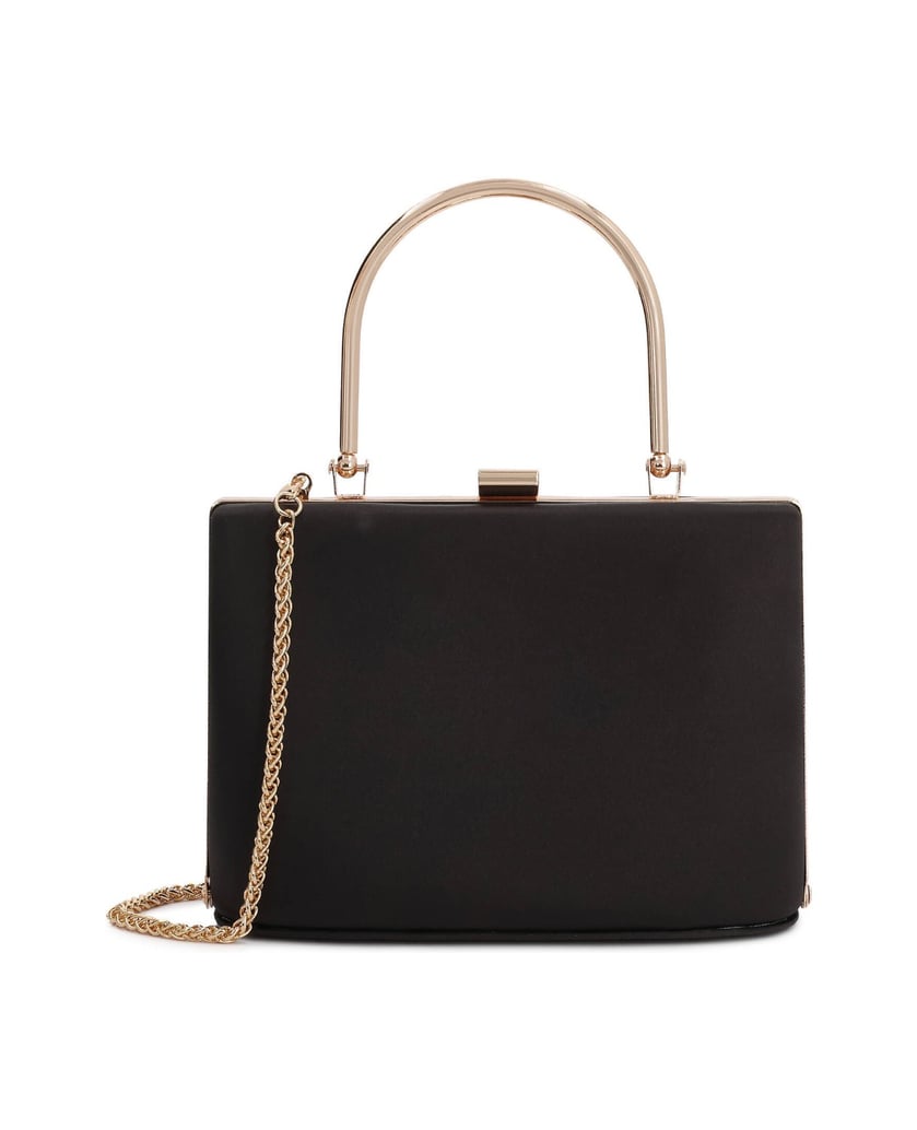Kazar-Satin-occasion-bag-with-handle-and-chain-čierna