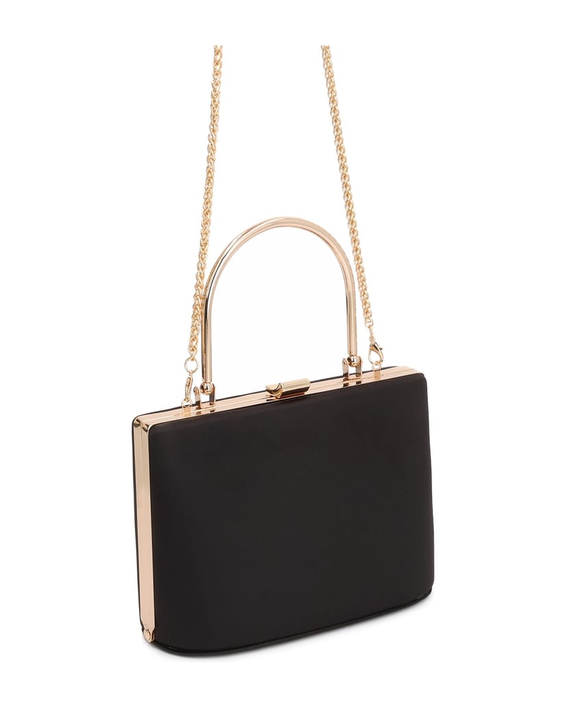 Kazar-Satin-occasion-bag-with-handle-and-chain-čierna