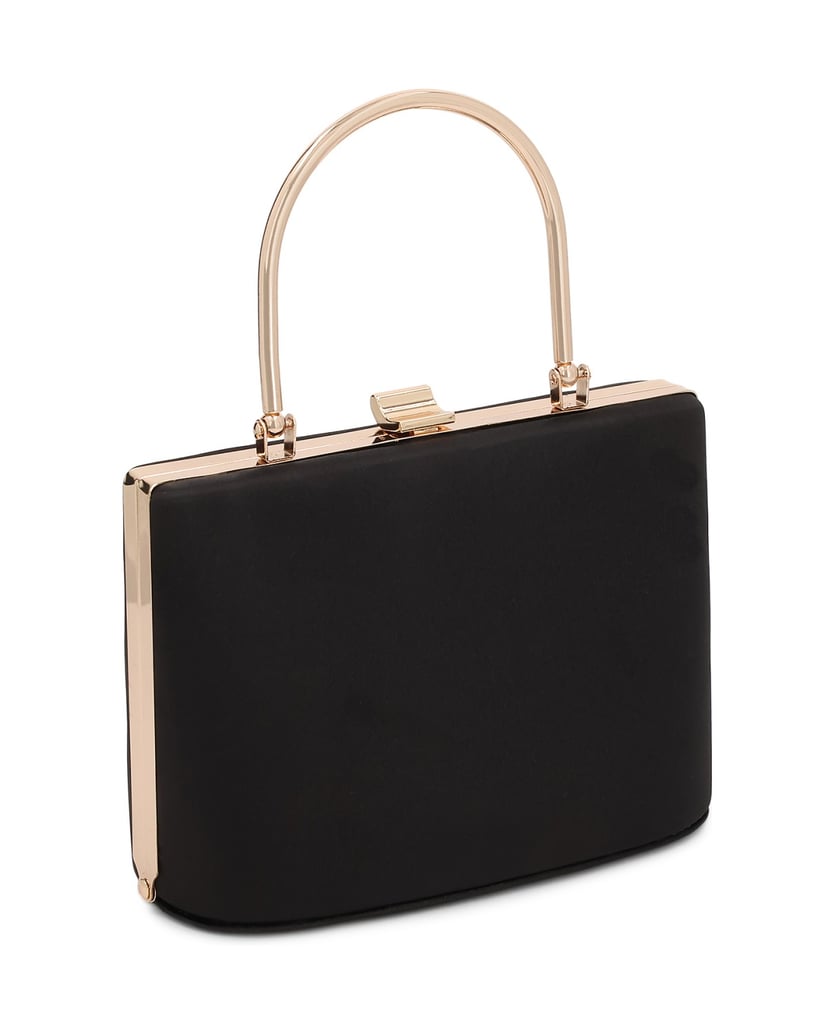 Kazar-Satin-occasion-bag-with-handle-and-chain-čierna