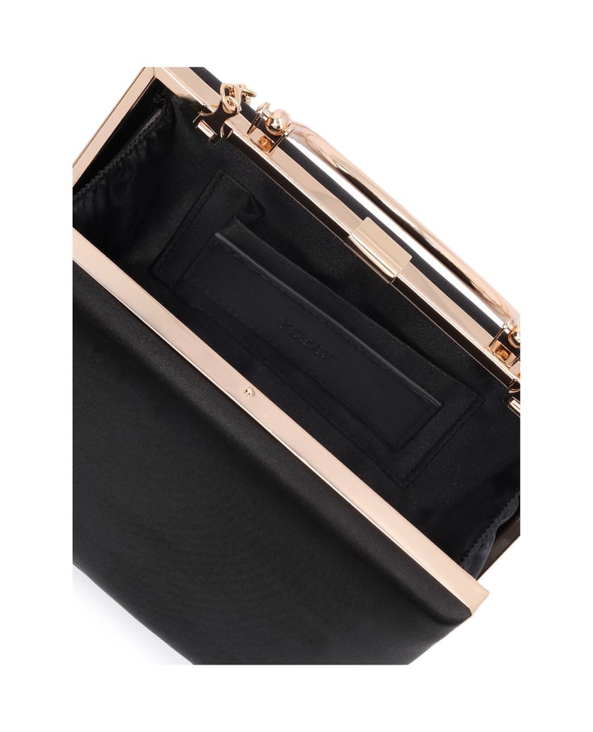 Kazar-Satin-occasion-bag-with-handle-and-chain-čierna