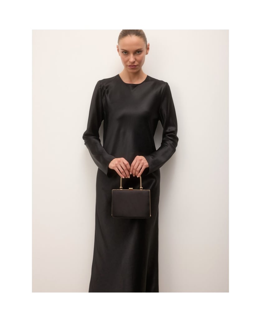 Kazar-Satin-occasion-bag-with-handle-and-chain-čierna