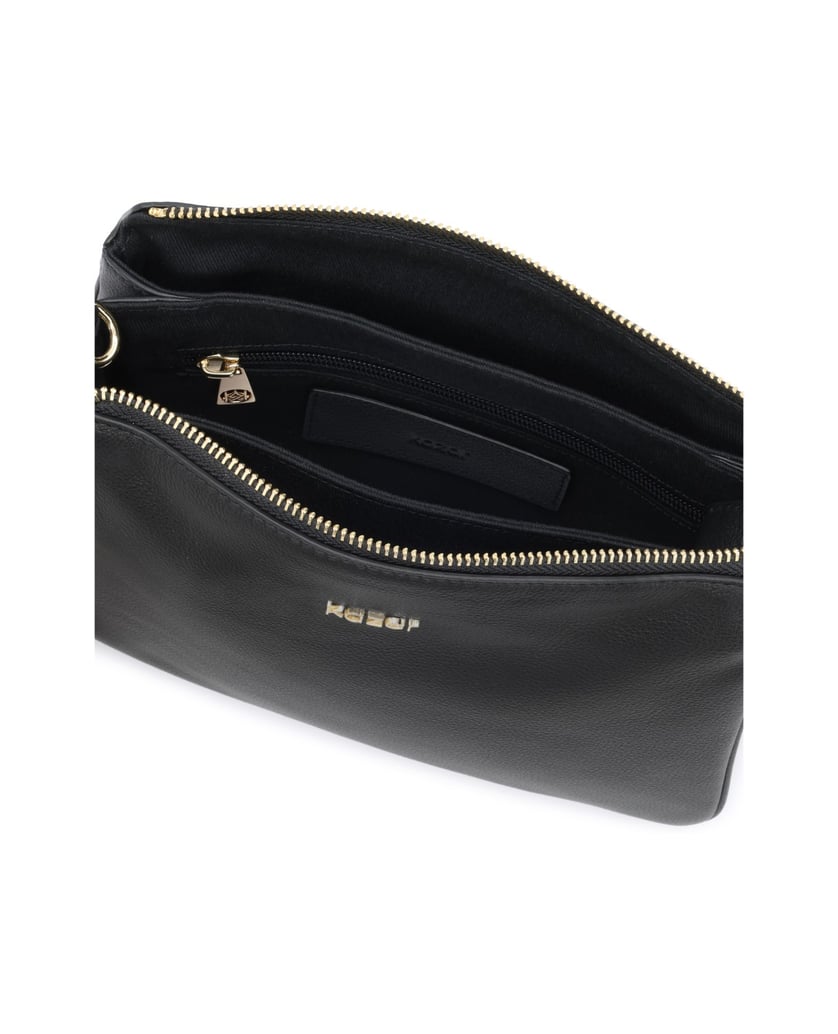 Kazar-Black-leather-shoulder-bags-with-gold-detailing-čierna