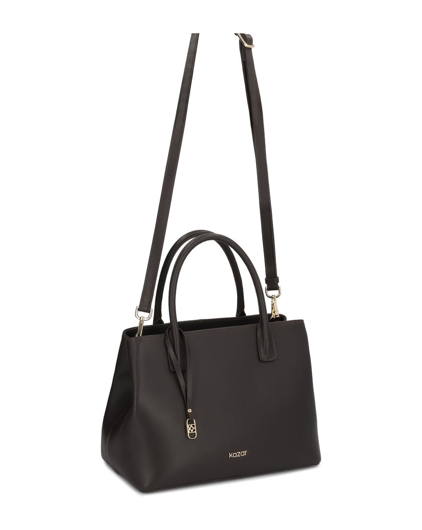 Kazar-Brown-leather-top-handle-bags-with-adjustable-belts-hnědá
