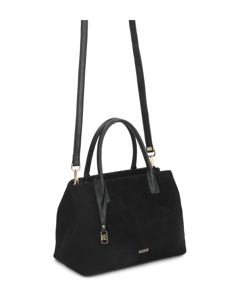 Kazar-Black-soft-line-bag-with-contrasting-textures-černá