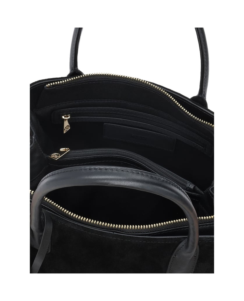 Kazar-Black-soft-line-bag-with-contrasting-textures-černá