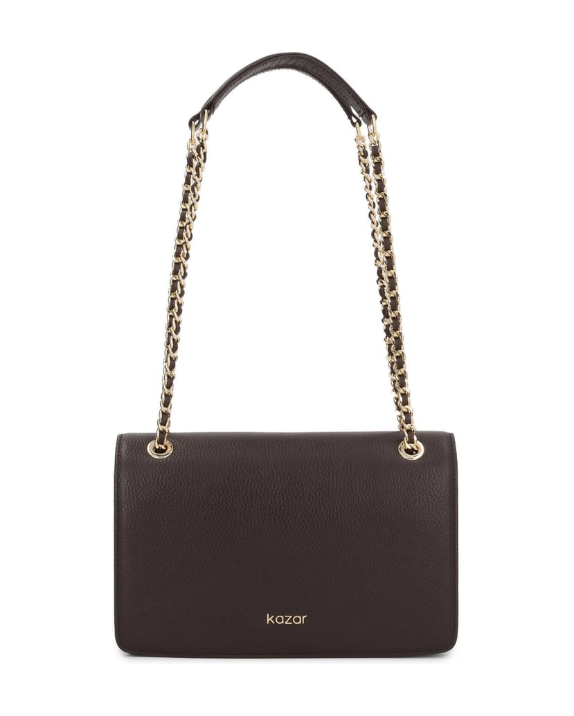 Kazar-Brown-leather-chain-handbag-tmavá-hnedá