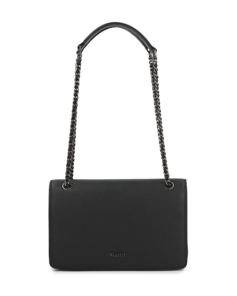Kazar-Black-chain-handbag-with-leather-inserts-čierna