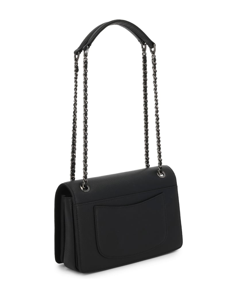 Kazar-Black-chain-handbag-with-leather-inserts-čierna