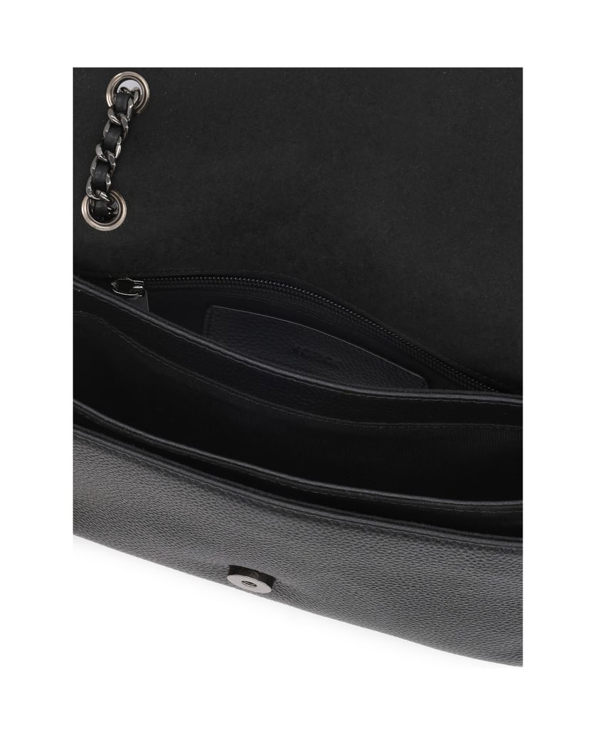 Kazar-Black-chain-handbag-with-leather-inserts-čierna