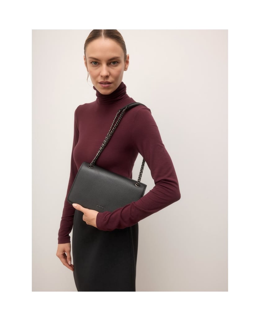 Kazar-Black-chain-handbag-with-leather-inserts-černá