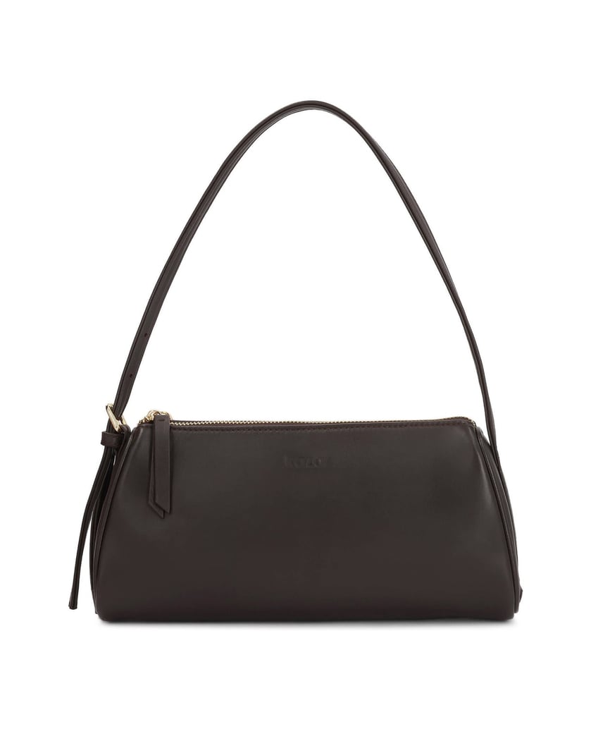 Kazar-Dark-brown-leather-baguette-bag-on-the-arm-with-zipper-closure-tmavá-hnedá